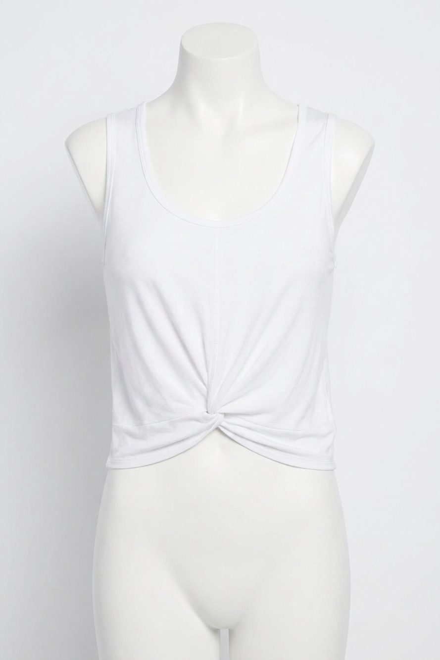 NEW KENSIE twist front scoop neck sleeveless tank top in white